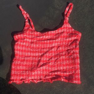 Red and white striped top